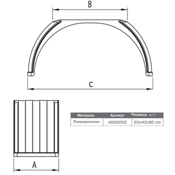 Крыло пластиковое (500х420х900) 4050002
